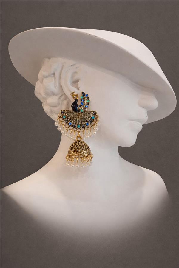 Gladys Tavuzkuşu Figürlü İncili ve Mineli Küpe